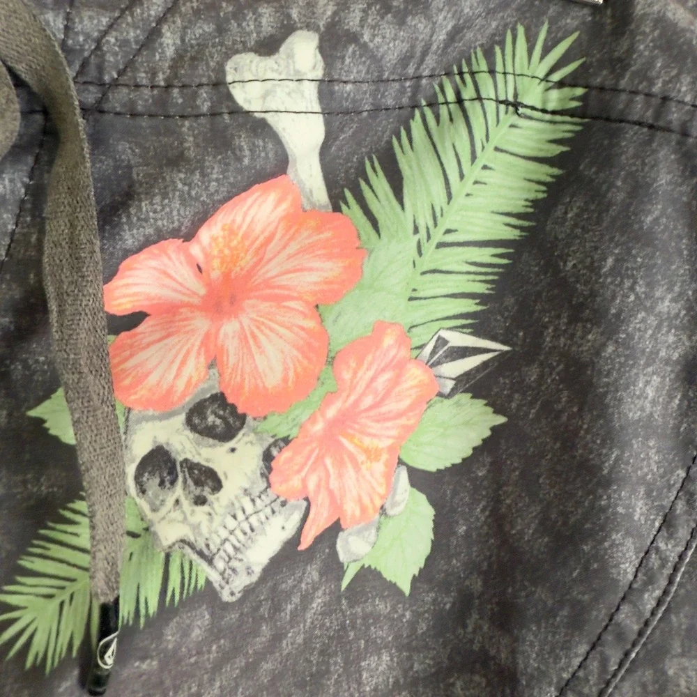 Volcom Maguro Boardshorts Skull Floral V2S Cinch‎ Fly Gray Size 33 Surf Swim